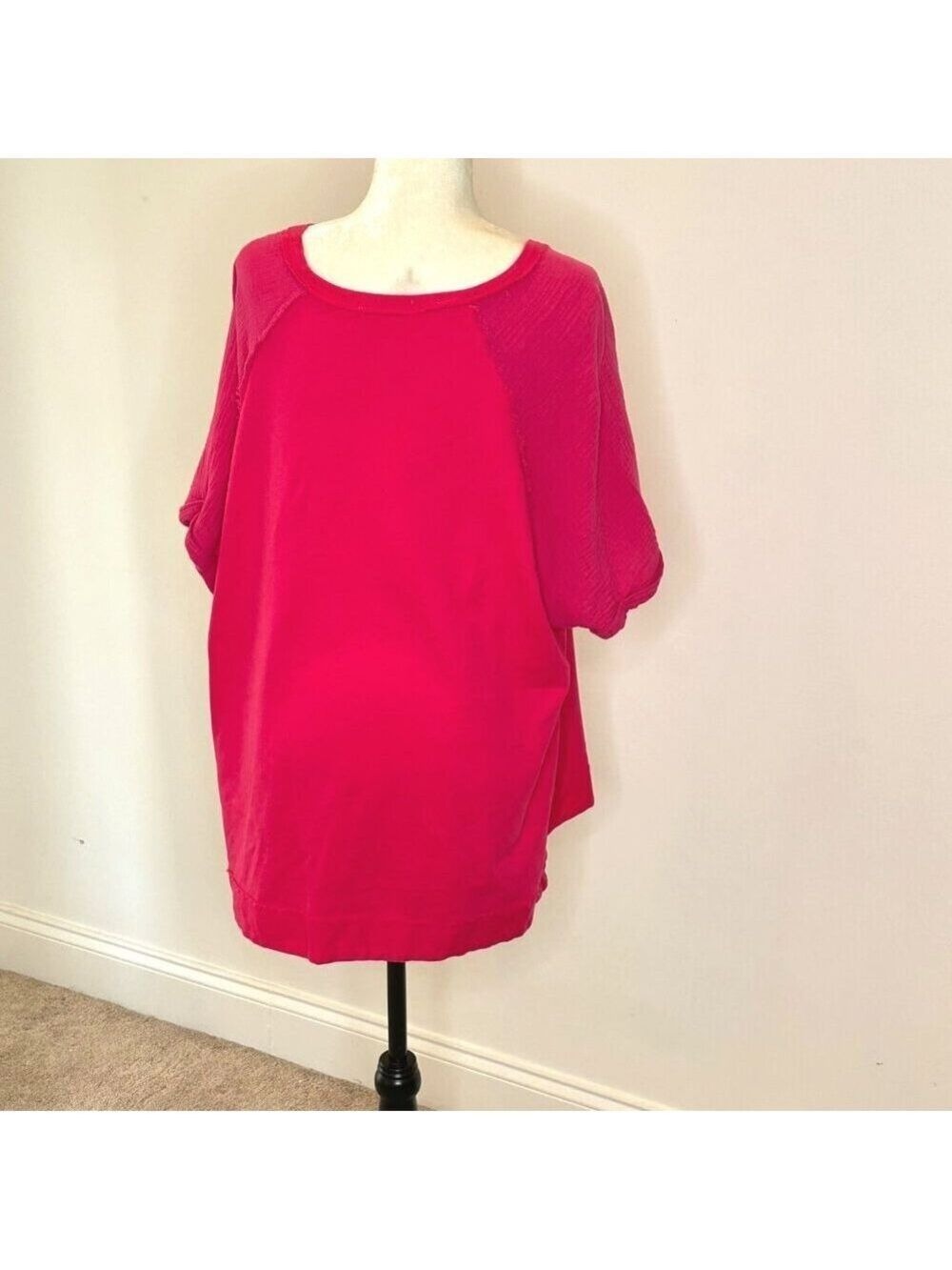 Umgee Oversized 1XL Tunic Top Hot Pink Cotton Flowy Plus Size Top Casual Office - Picture 8 of 16